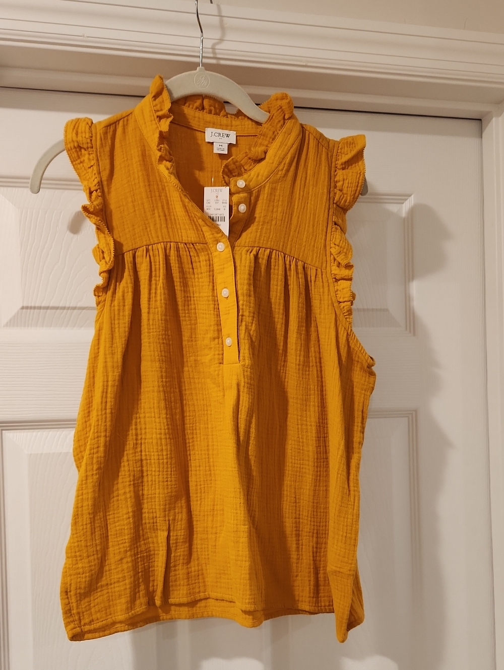 J. Crew Women's Ruffle Sleeve Mustard-Yellow Blouse